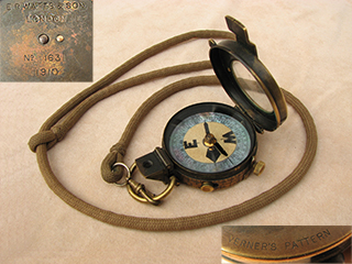 E. R. Watts 1910 Verner's Pattern MK VI military marching compass.